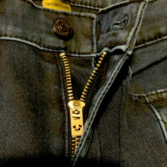 TRUE RELIGION "HALLE MID-RISE SUPER SKINNY" Jeans In "BATHED COATED NIGHT" sz 25 - Picture 3 of 8